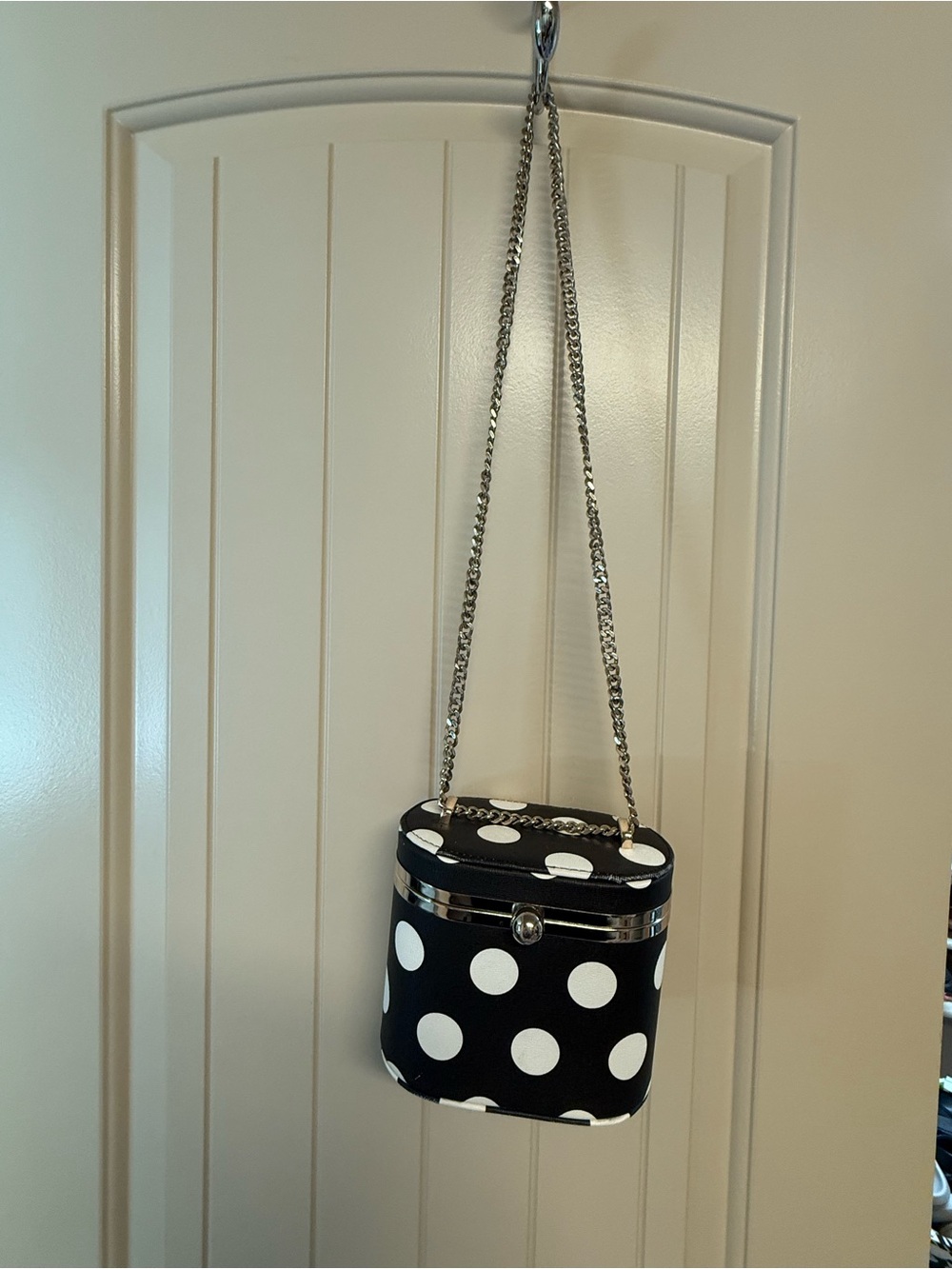 Zara Black and White Polka Dot Chain Crossbody Bag